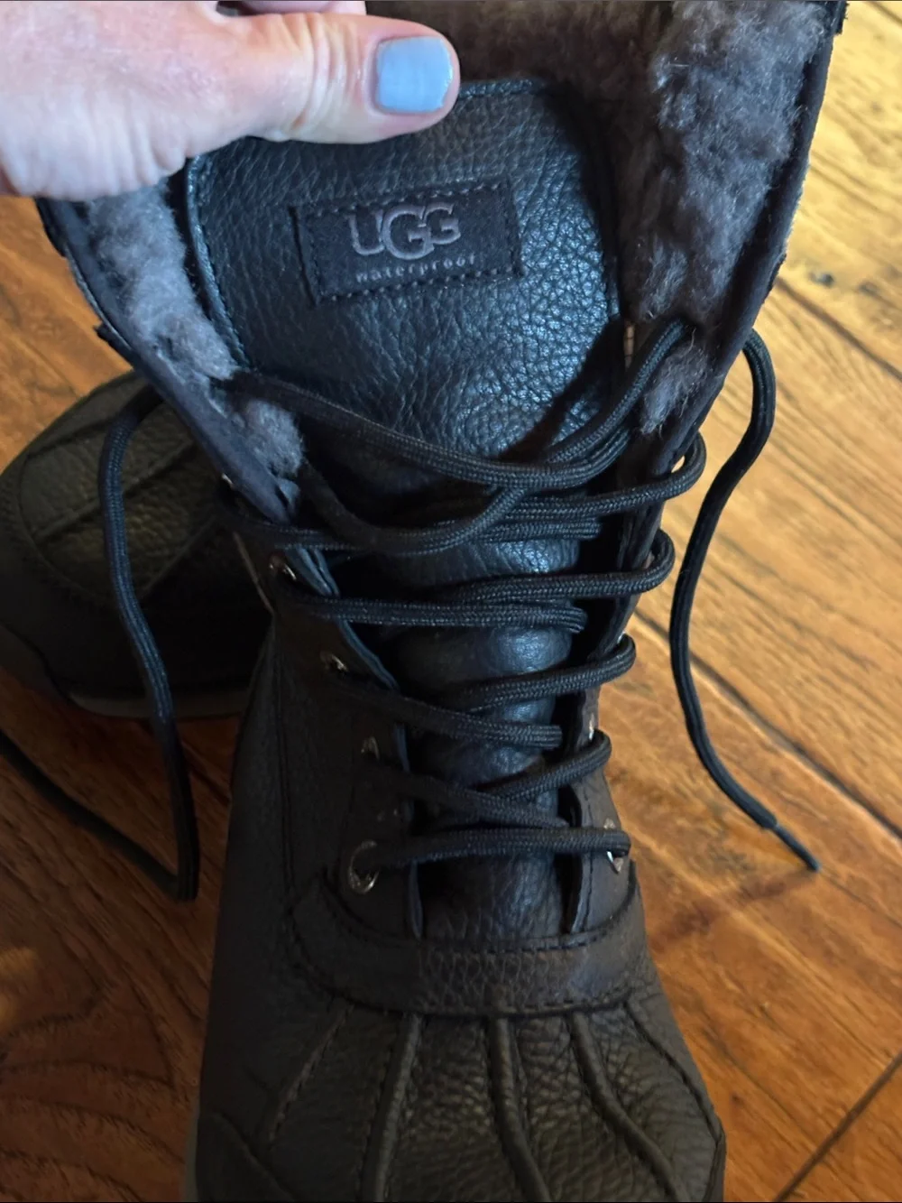 UGG Men’s Black and Gray Lace-Up Insulated Snow Boots